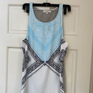 LF blue and white paisley detail tank dress
